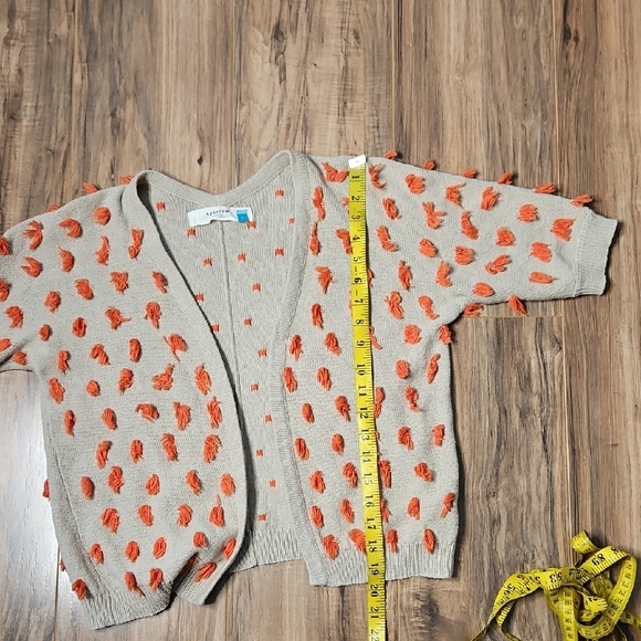 Anthropologie Sparrow Beige Cardigan with Orange Tassled Accents L - Picture 10 of 11